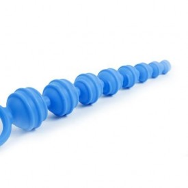 Синяя анальная цепочка Climax Anal Anal Beads Silicone Ridges - 32,6 см.