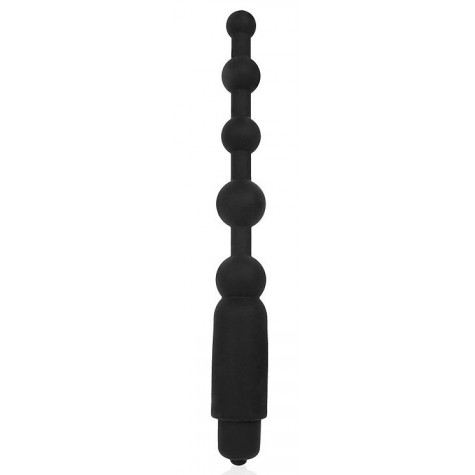 Черный силиконовый анальный вибромассажер-елочка - 18 см.